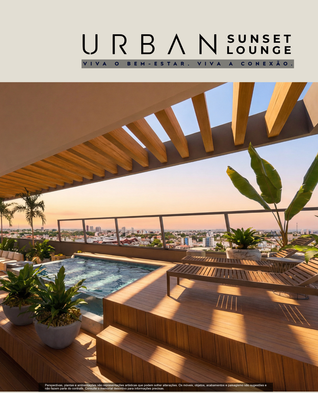 Rooftop com piscina e vista da cidade